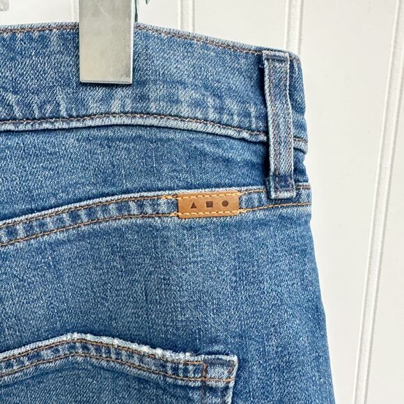 AYR The Secret Sauce Wide Leg High Rise Raw Hem Blue Denim Jeans Size 34 - Picture 5 of 10